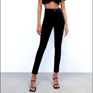 ZARA High Rise Jegging Denim Skinny 4-Pocket Jean US 6 Black Stretchy Pants B86